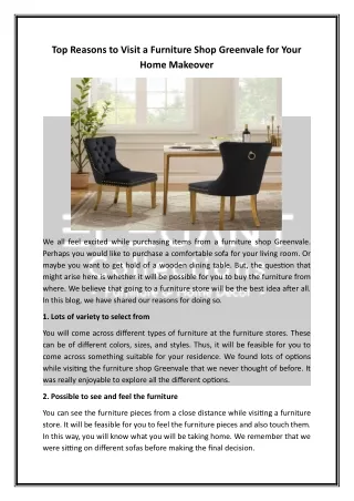 Top Reasons to Visit a Furniture Shop Greenvale for Your Home Makeover