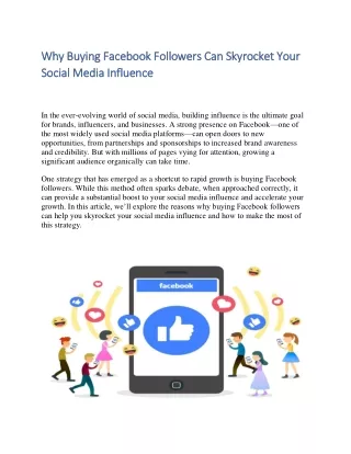 Why Buying Facebook Followers Can Skyrocket Your Social Media Influence