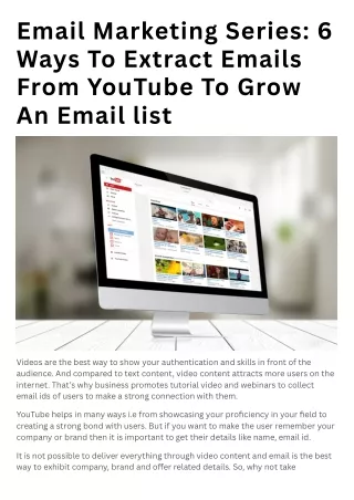 Email Marketing Series 6 Ways To Extract Emails From YouTube To Grow An Email list