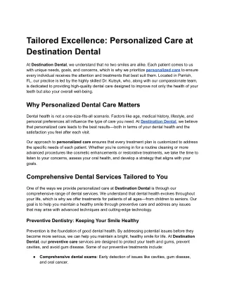 Tailored Excellence_ Personalized Care at Destination Dental