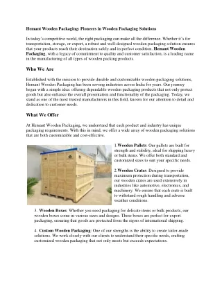 Hemant Wooden Packaging