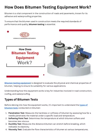 How Does Bitumen Testing Equipment Work