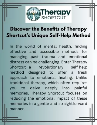 Discover the Benefits of Therapy Shortcut’s Unique Self-Help Method