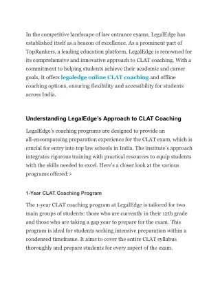 Explore LegalEdge CLAT Coaching Programs 2024-25