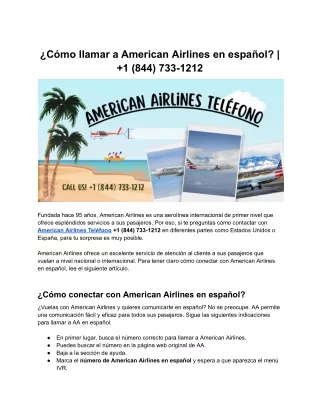 ¿Cómo llamar a American Airlines en español  1 (844) 733-1212