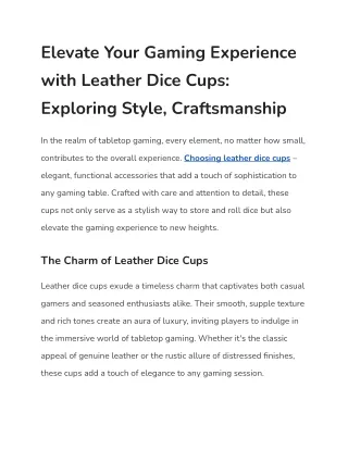 Elevate Your Gaming Experience with Leather Dice Cups_ Exploring Style, Craftsmanship