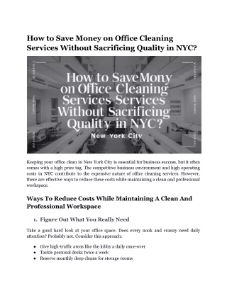 how to save money on office cleaning services