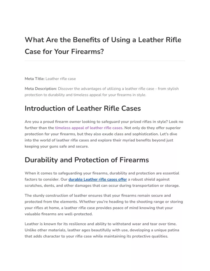 what are the benefits of using a leather rifle