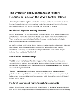 The Evolution and Significance of Military Helmets_ A Focus on the WW2 Tanker Helmet