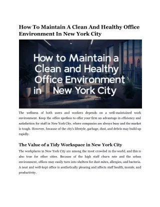 how to maintain a clean and healthy office