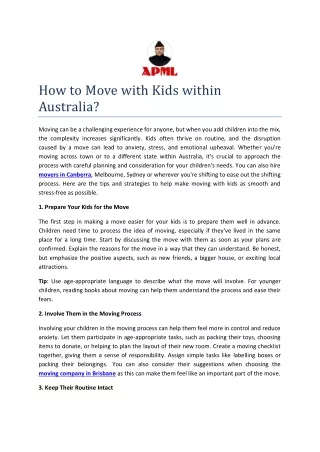 How to Move with Kids within Australia