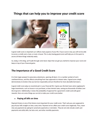things that can help you to improve your credit