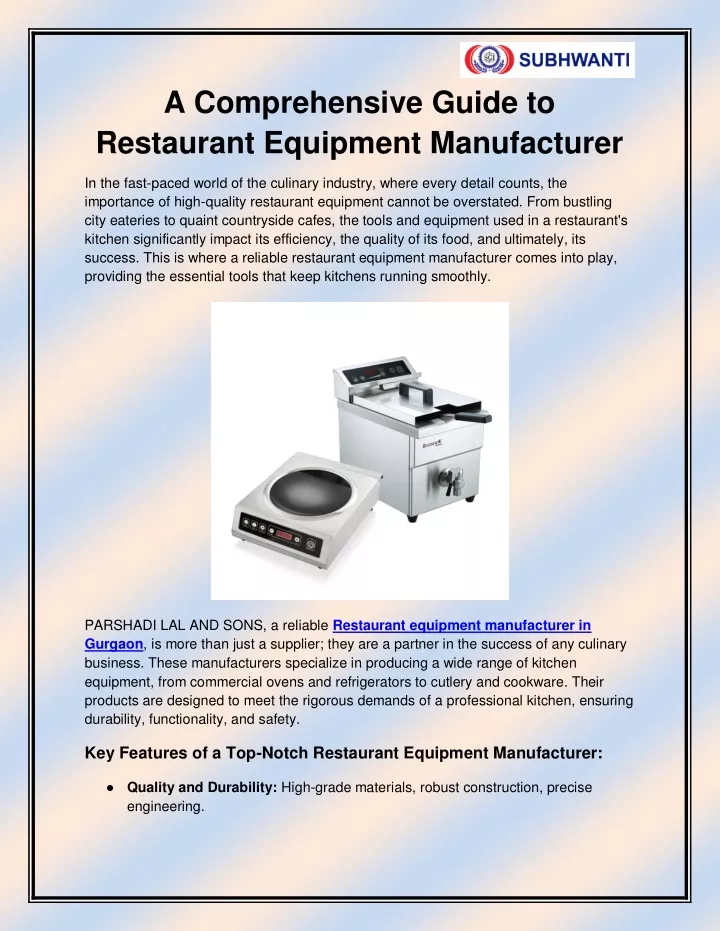 a comprehensive guide to restaurant equipment