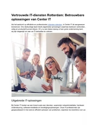Vertrouwde IT-diensten Rotterdam_ Betrouwbare oplossingen van Center IT