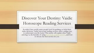 Illuminate Your Path with Vaidic Horoscope Reading Services