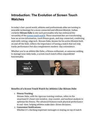 introduction the evolution of screen touch watches