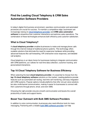 find the leading cloud telephony crm sales