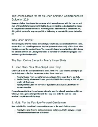 Top Online Stores for Men's Linen Shirts_ A Comprehensive Guide for 2024