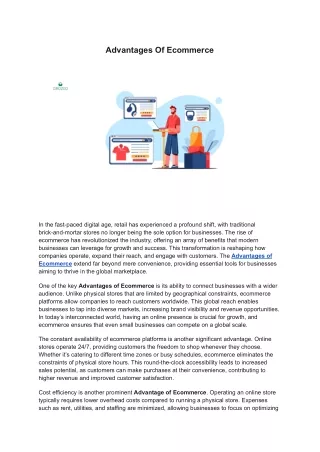 Advantages Of Ecommerce
