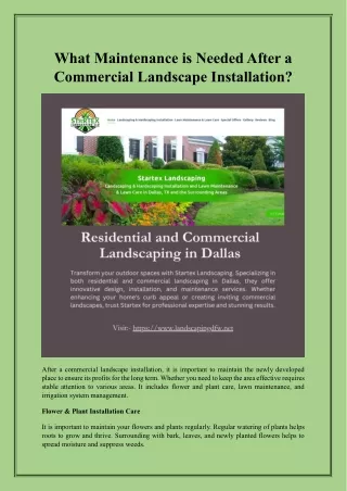 What Maintenance is Needed After a Commercial Landscape Installation