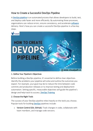 how to create a successful devops pipeline