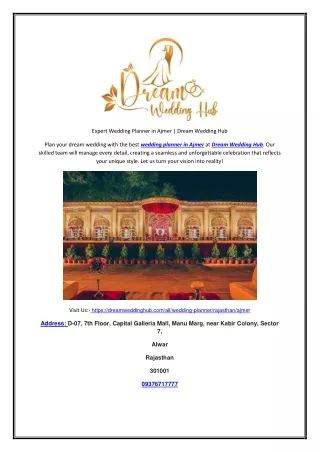 Expert Wedding Planner in Ajmer | Dream Wedding Hub