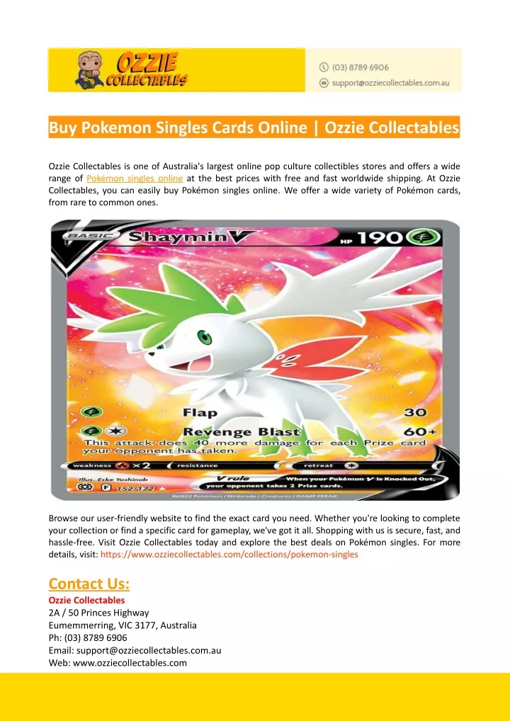 buy pokemon singles cards online ozzie