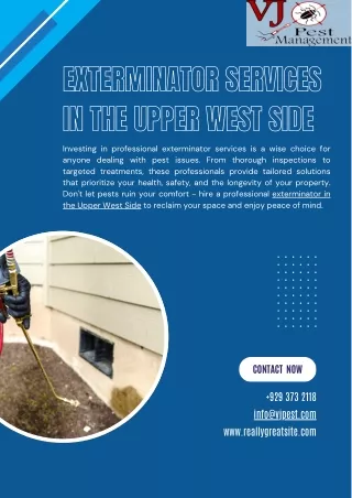 Exterminator In The Upper West Side - Vj Pest Management