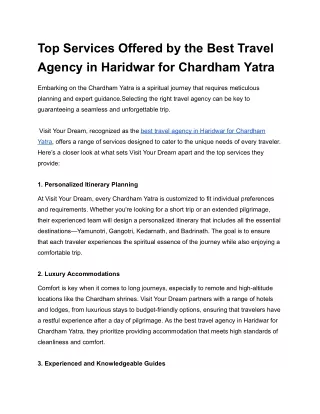 Top Travel Services for a Seamless Chardham Yatra in Haridwar