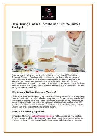 How Baking Classes Toronto Can Turn You into a Pastry Pro