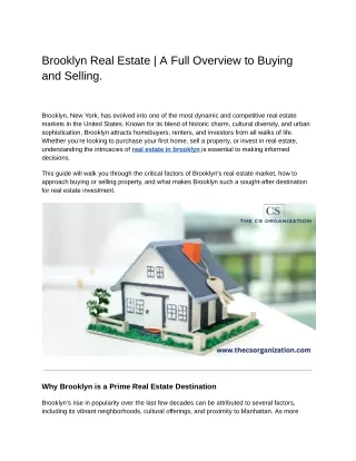 Brooklyn Real Estate | A Full Overview to Buying and Selling.
