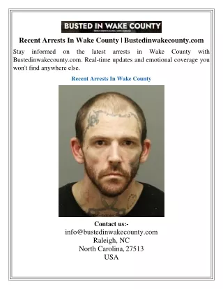 Recent Arrests In Wake County  Bustedinwakecounty