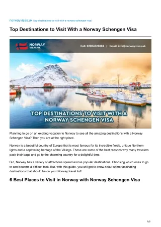 Top Destinations to Visit With a Norway Schengen Visa