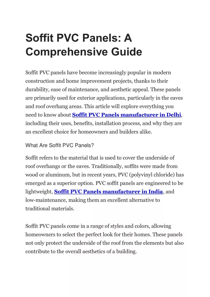 soffit pvc panels a comprehensive guide