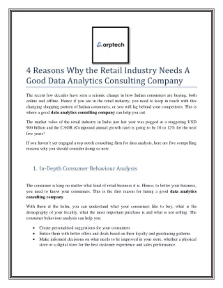 4 Reasons Why the Retail Industry Needs A Good Data Analytics Consulting Company