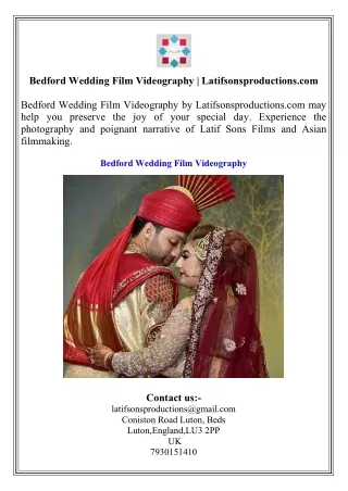 Bedford Wedding Film Videography  Latifsonsproductions.com