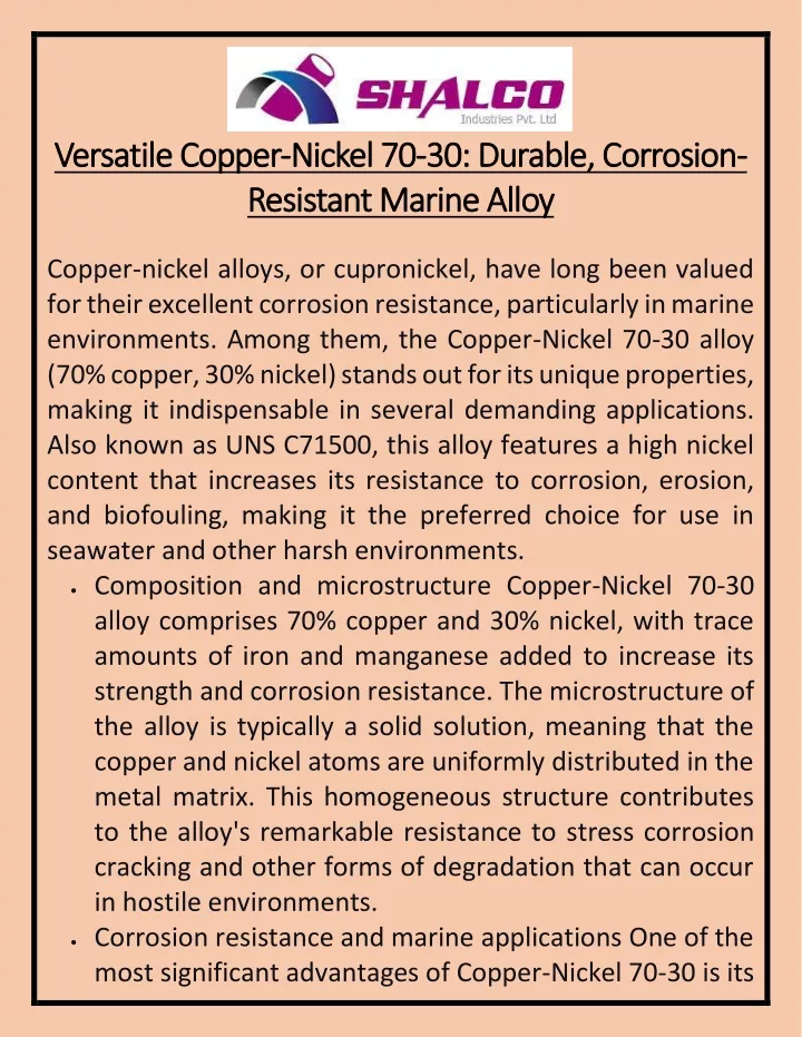 versatile copper versatile copper nickel 70