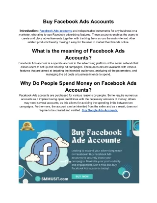Top No.1 Trustable Site To Buy Facebook Ads Accounts