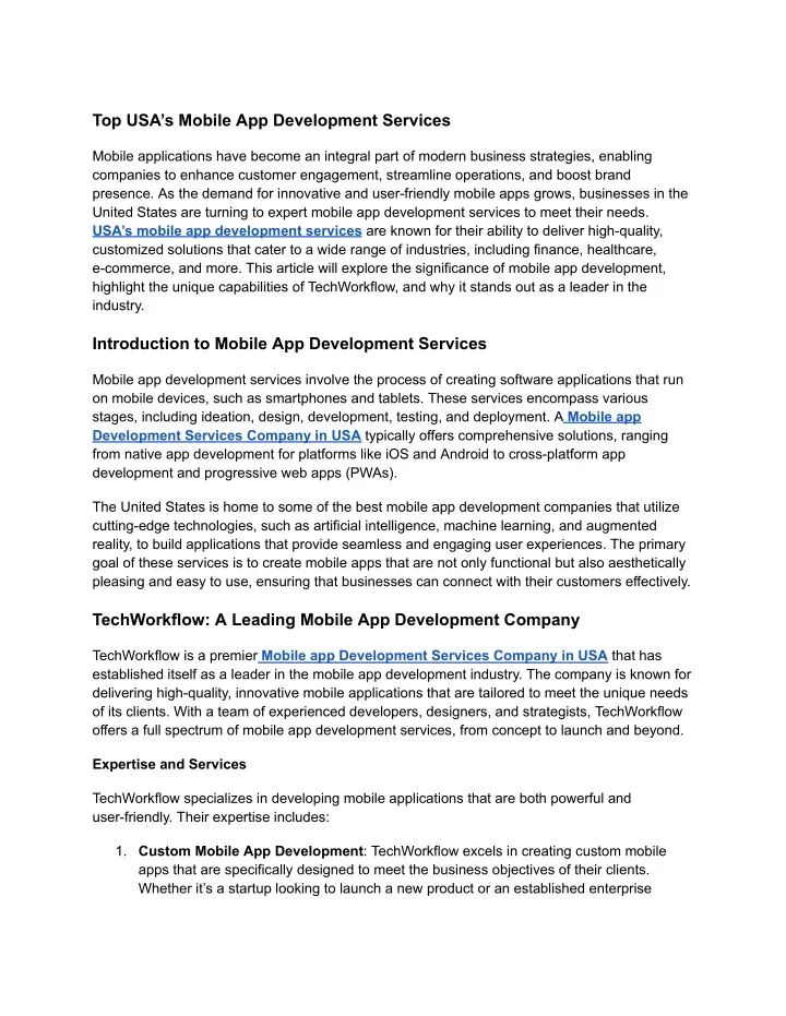 top usa s mobile app development services