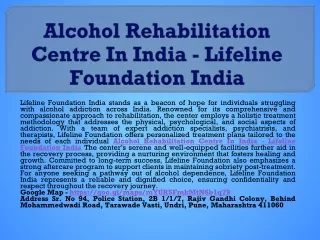 Best Alcohol Rehabilitation Centre In India - Lifeline Foundation India