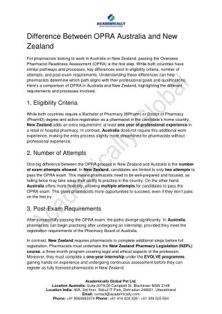 Difference Between OPRA Australia and New Zealand