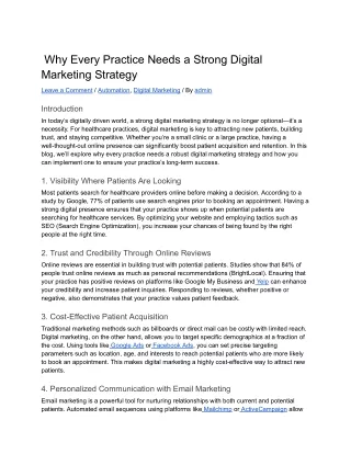 Why Every Practice Needs a Strong Digital Marketing Strategy