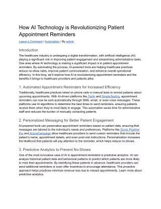 How AI Technology is Revolutionizing Patient Appointment Reminders