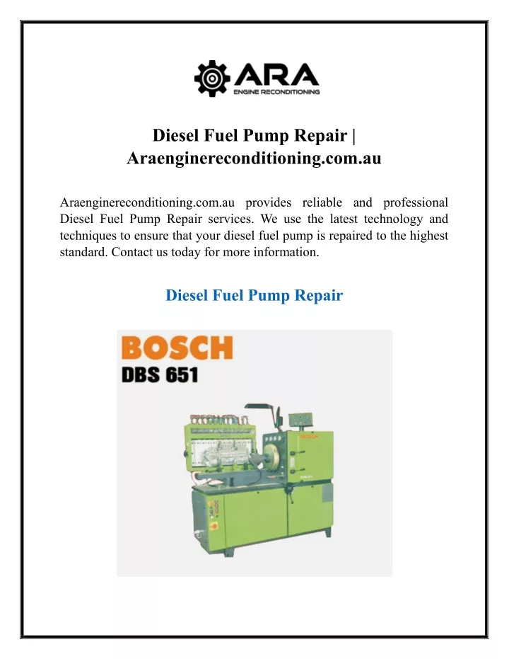 diesel fuel pump repair araenginereconditioning