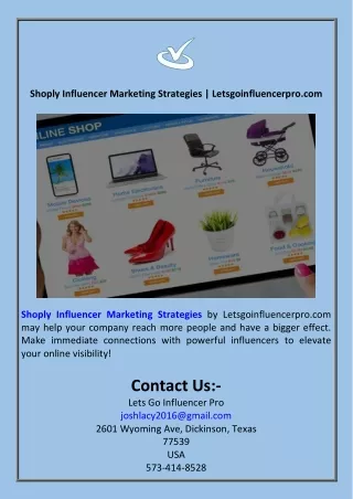 Shoply Influencer Marketing Strategies  Letsgoinfluencerpro.com