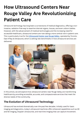 How Ultrasound Centers Near Rouge Valley Are Revolutionizing Patient Care