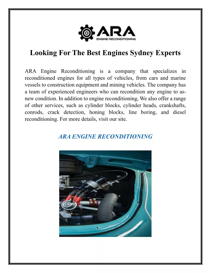 looking for the best engines sydney experts