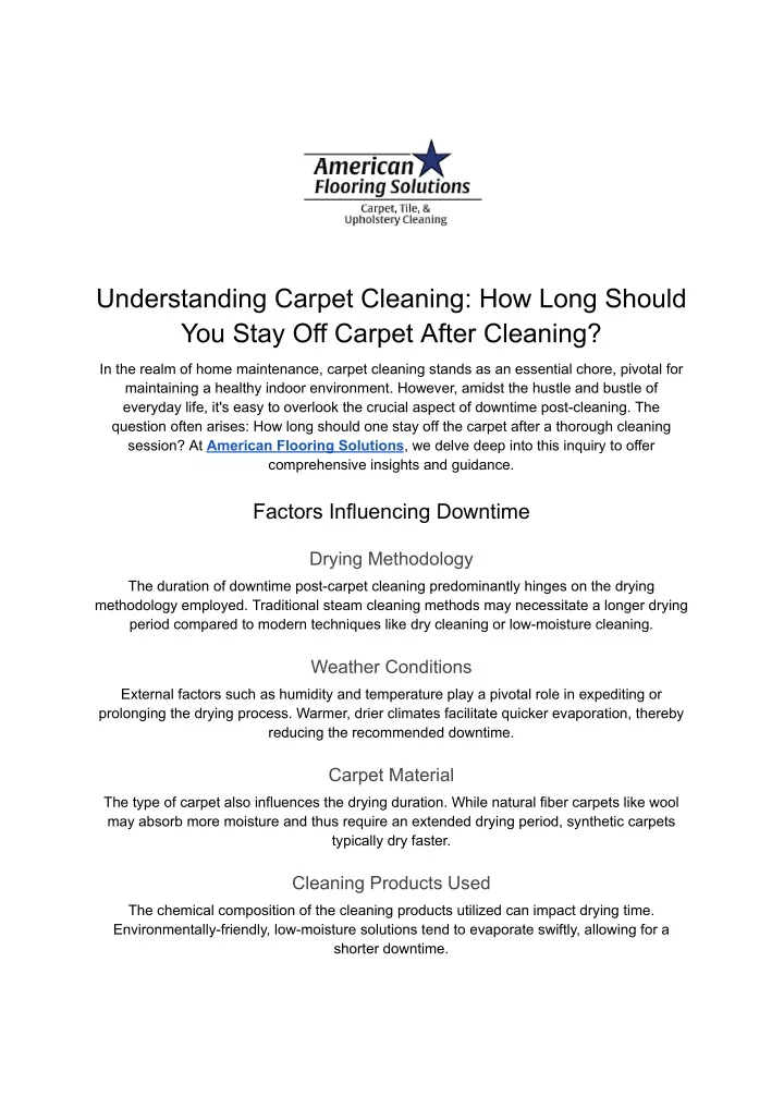 understanding carpet cleaning how long should