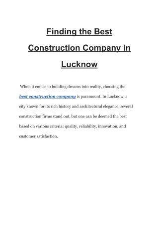 Finding the Best Construction Company in Lucknow (1)