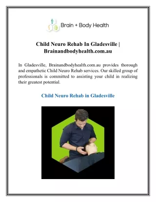 Child Neuro Rehab In Gladesville  Brainandbodyhealth.com